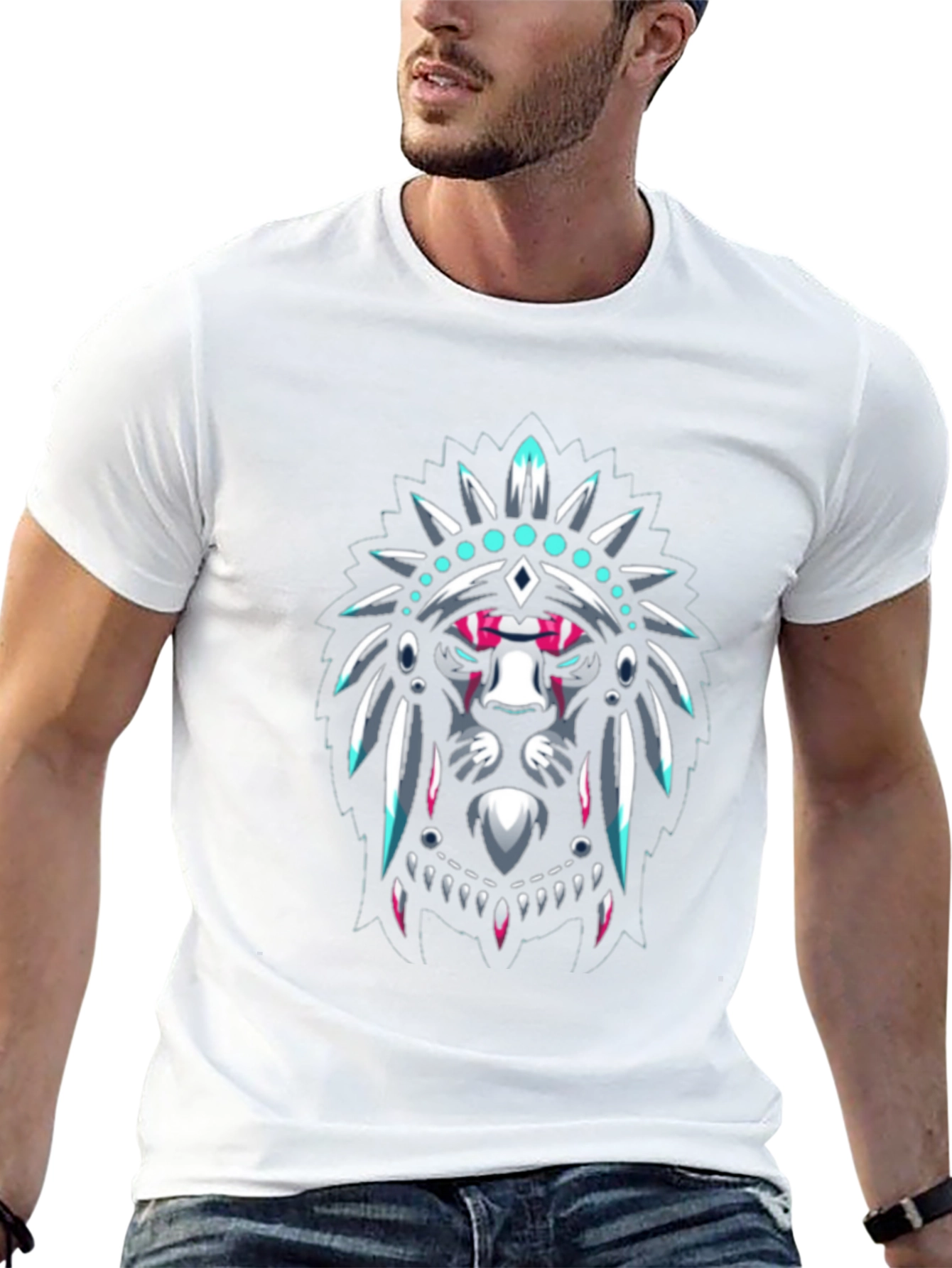 Lion Headdress Graphic Black T-Shirt