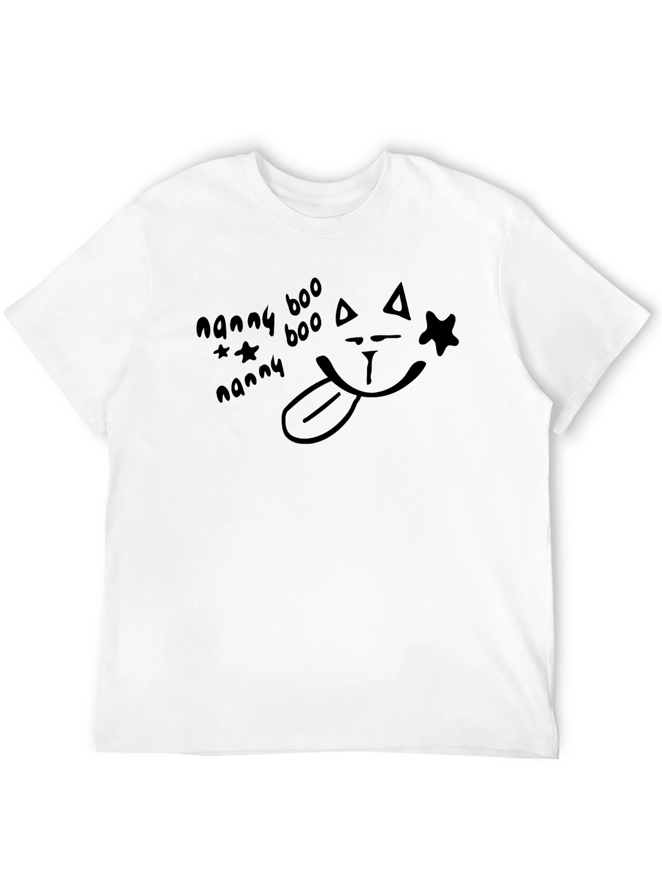 Nanny Boo Cat Tongue Out Black T-Shirt