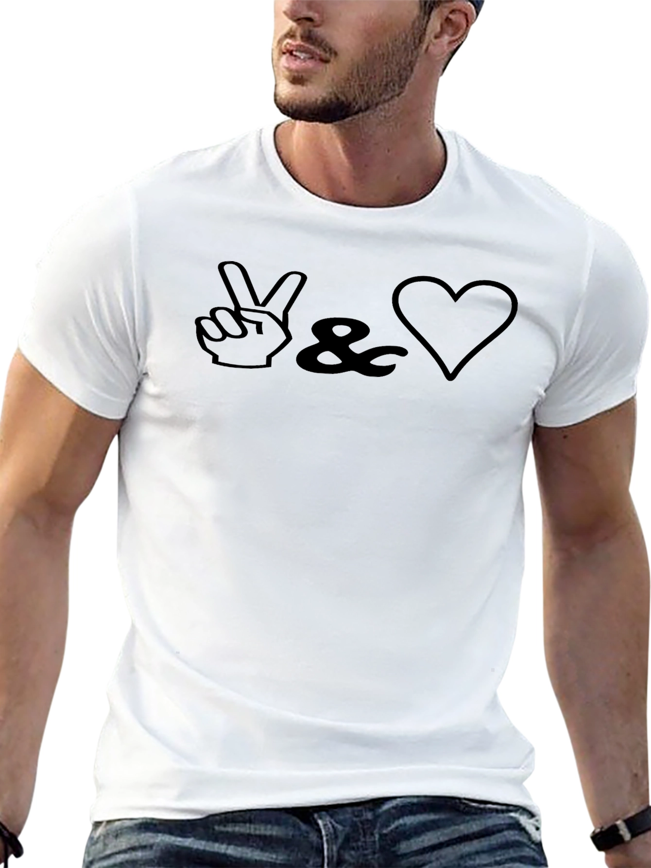 Peace & Love Graphic Tee - Stylish Black T-Shirt