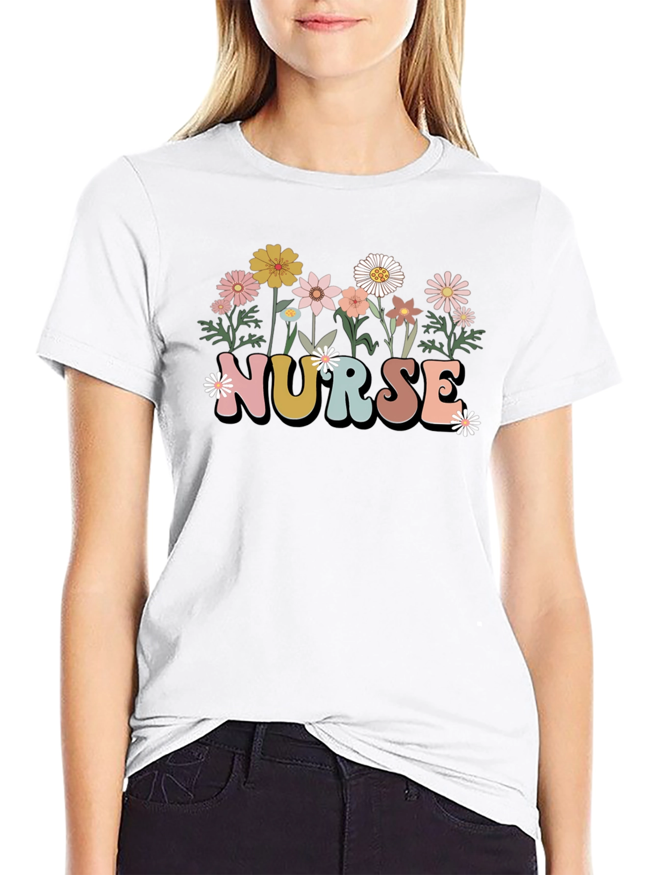 Floral Nurse T-Shirt - Stylish & Comfortable!