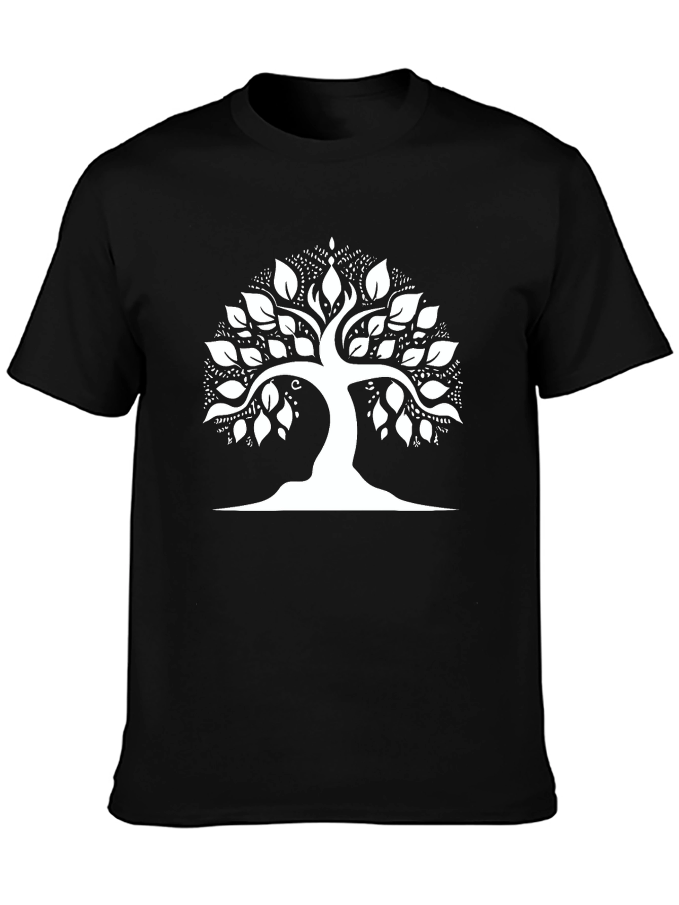 Black T-Shirt with White Tree of Life Graphic