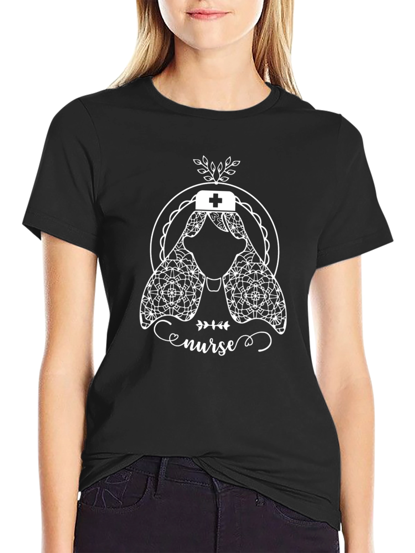 Nurse Mandala Graphic Tee - Black