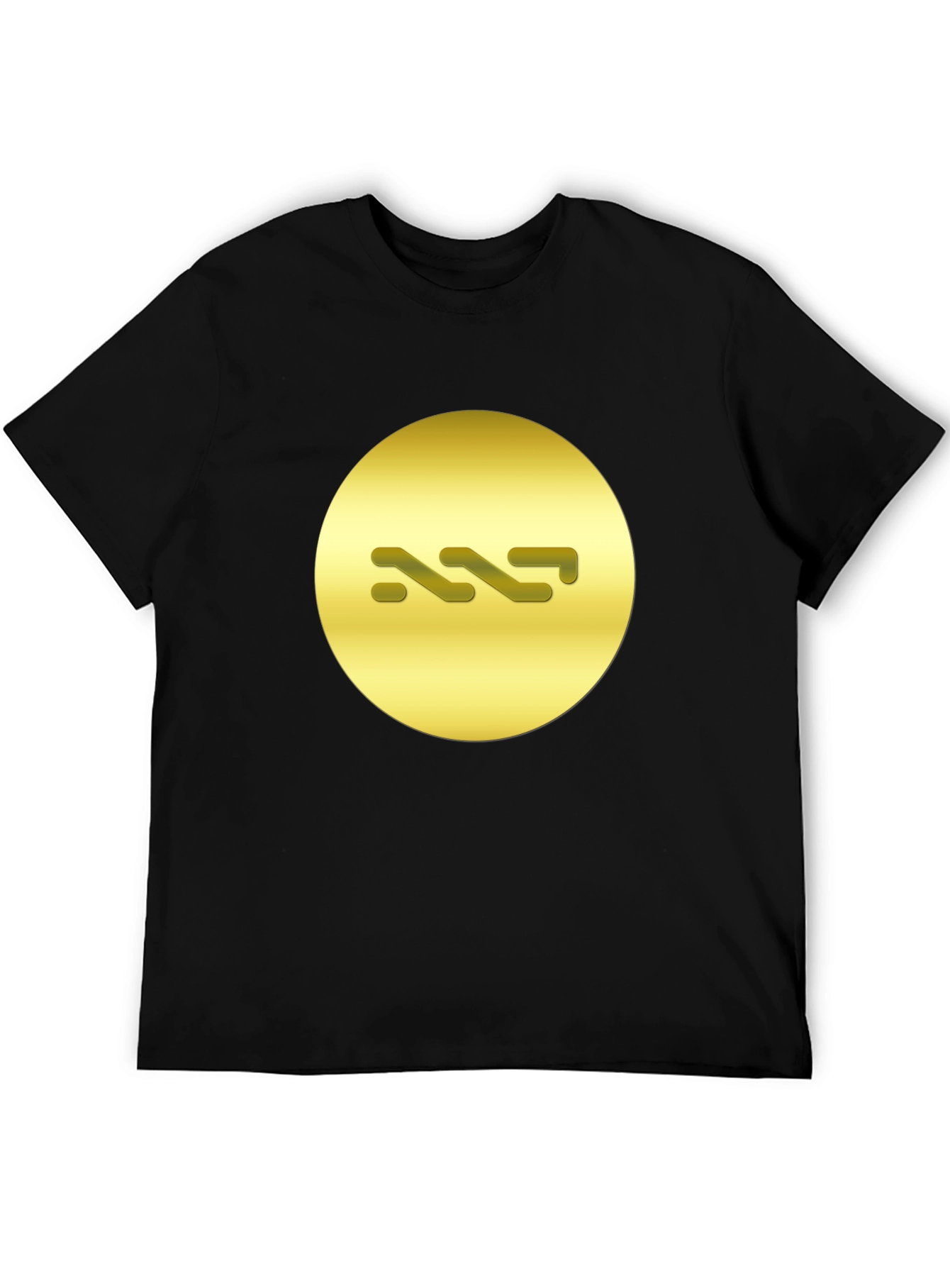 Stylish Black Tee with Abstract Gold Symbol Design