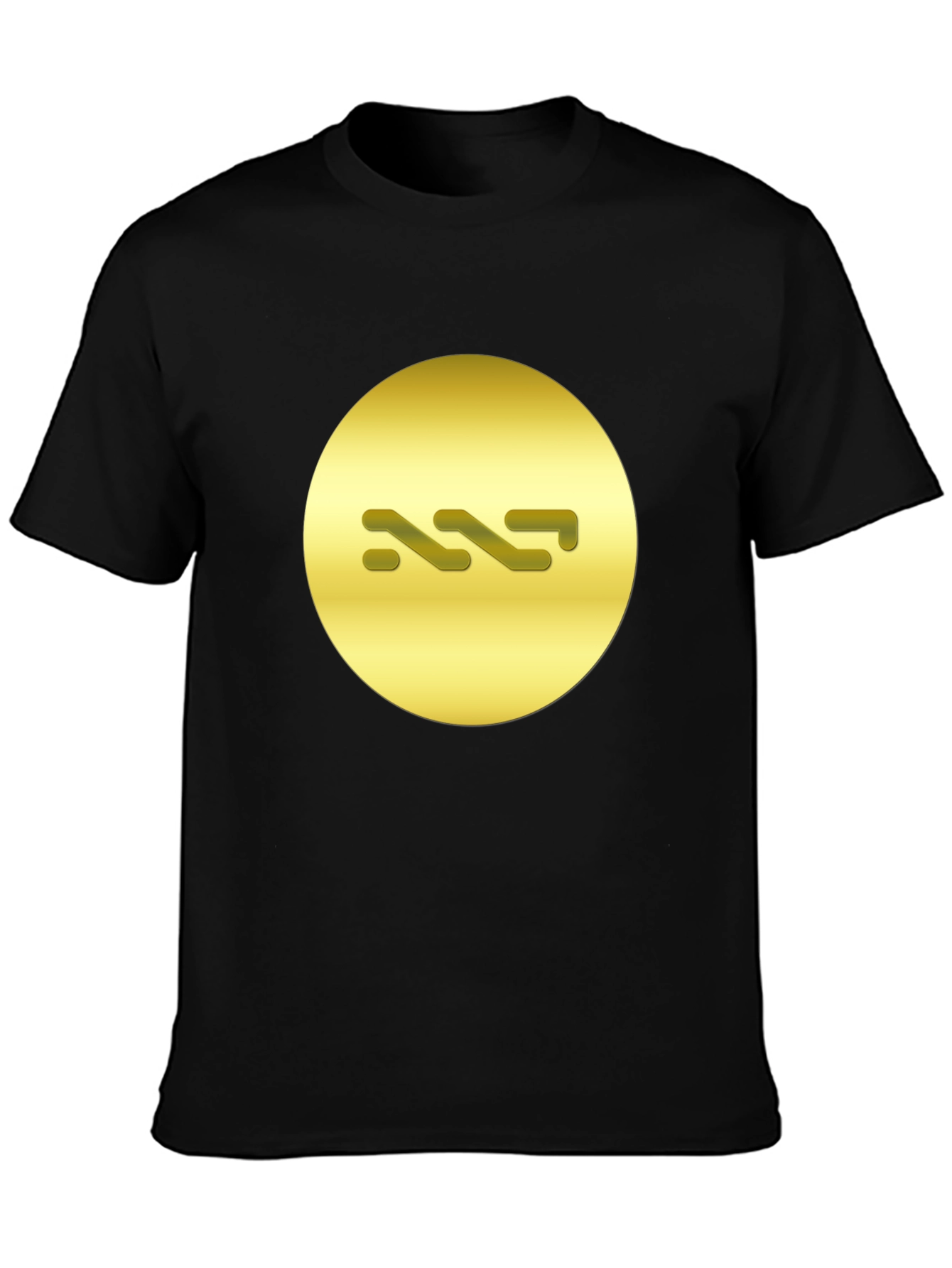 Stylish Black Tee with Abstract Gold Symbol Design