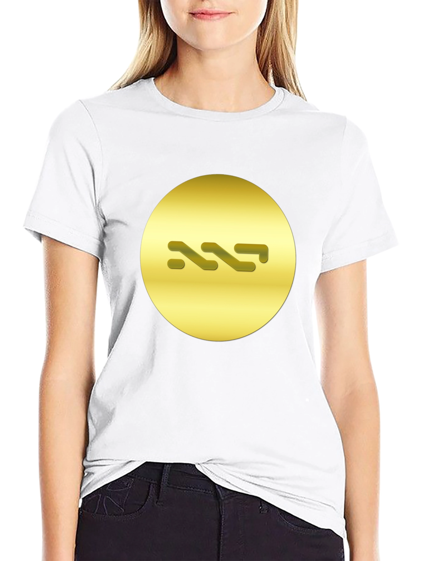 Stylish Black Tee with Abstract Gold Symbol Design