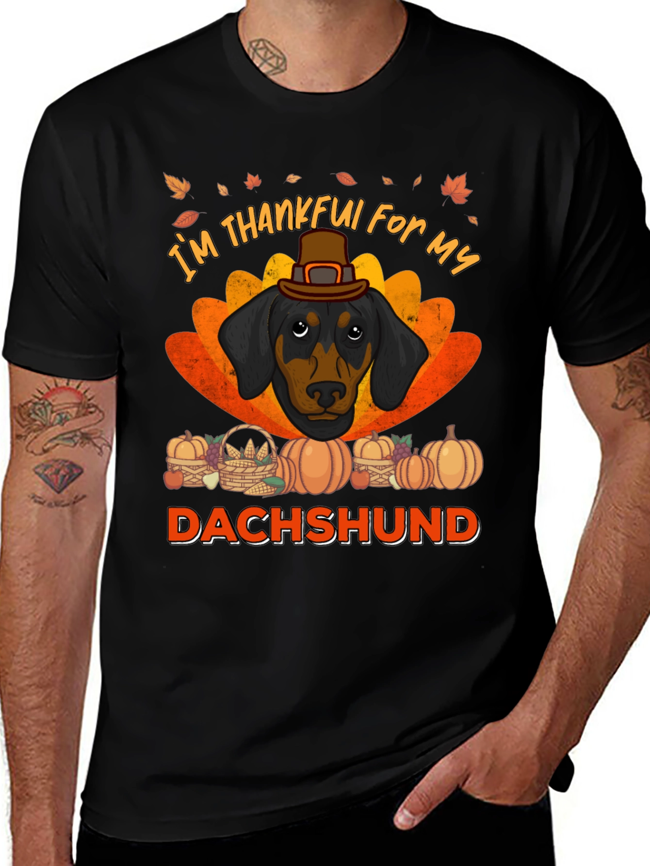 Thankful Dachshund T-Shirt - Thanksgiving Dog Tee