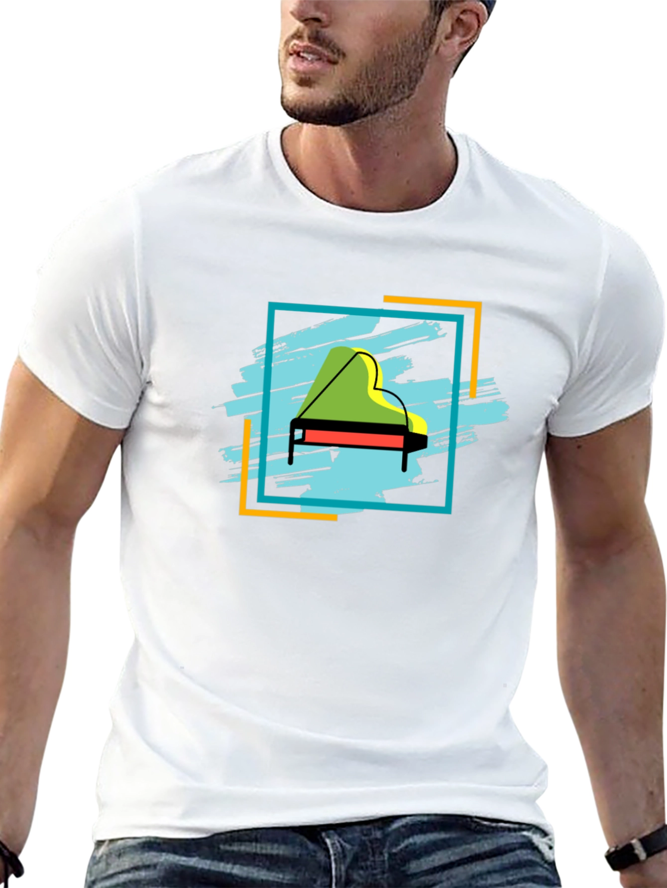 Piano Graphic Tee - Stylish Music Lover T-Shirt