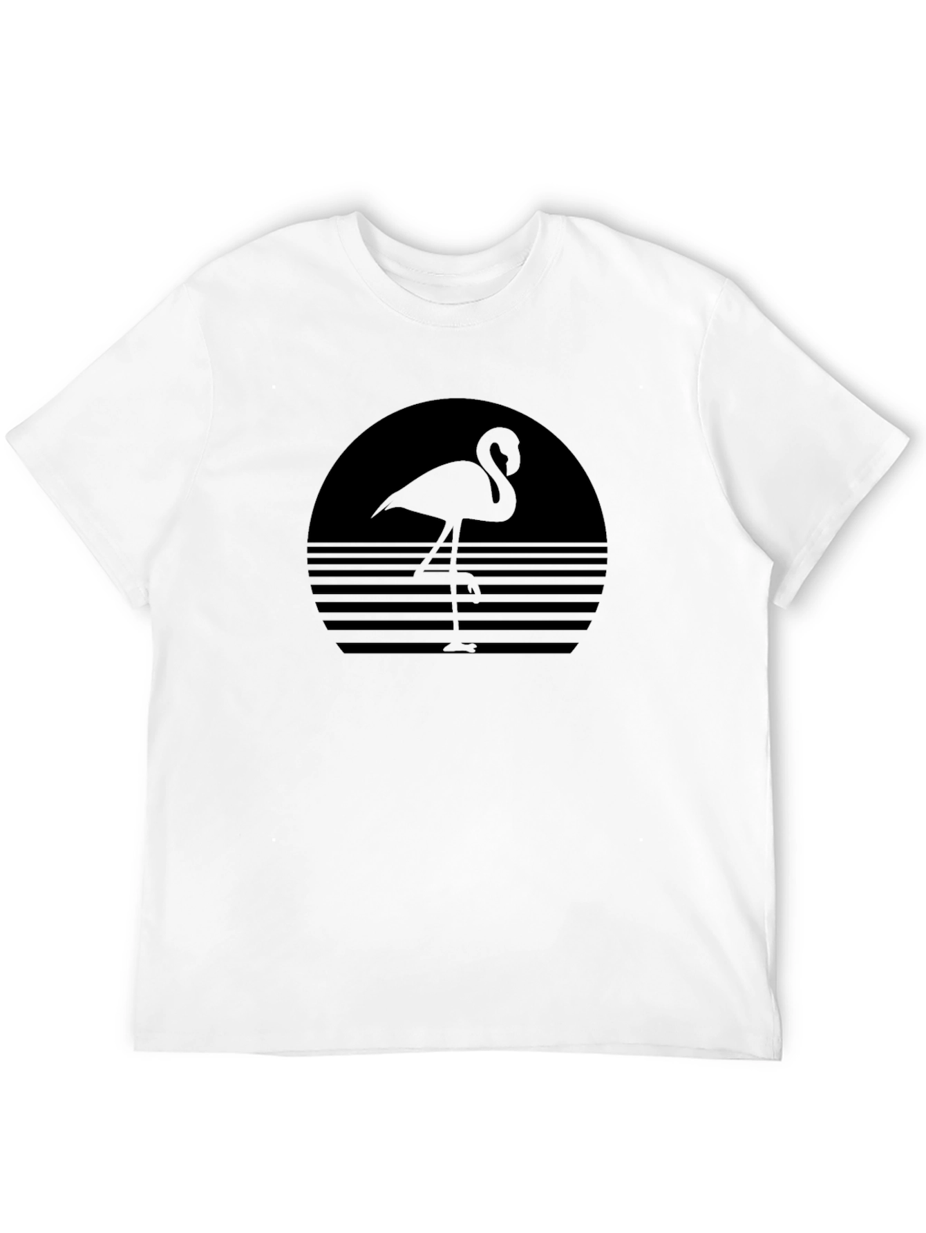 Retro Flamingo Graphic Tee - Black Cotton Blend