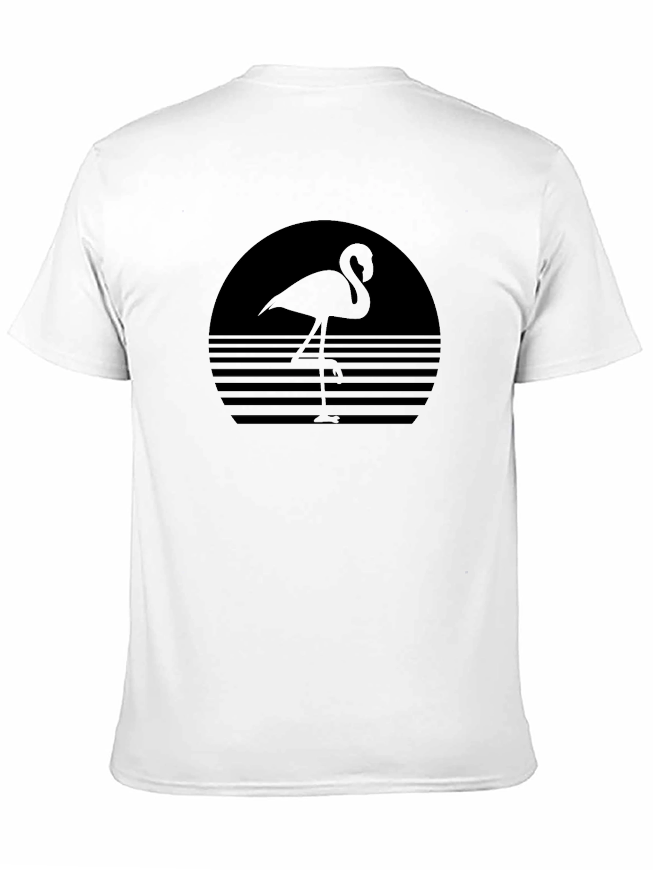 Retro Flamingo Graphic Tee - Black Cotton Blend