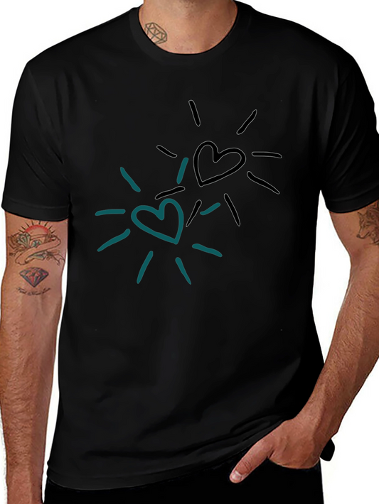 Heart Burst Graphic Tee - Trendy Black T-Shirt
