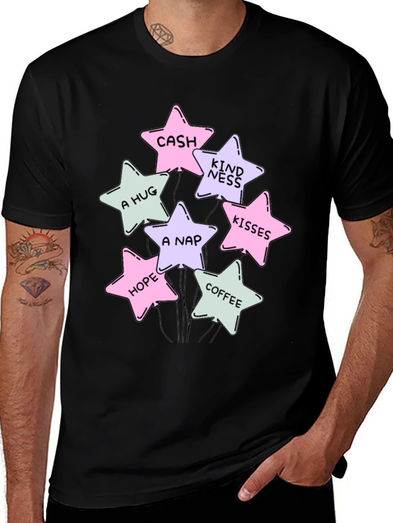 Stars Cash Hugs Nap Hope Coffee Kisses T-Shirt
