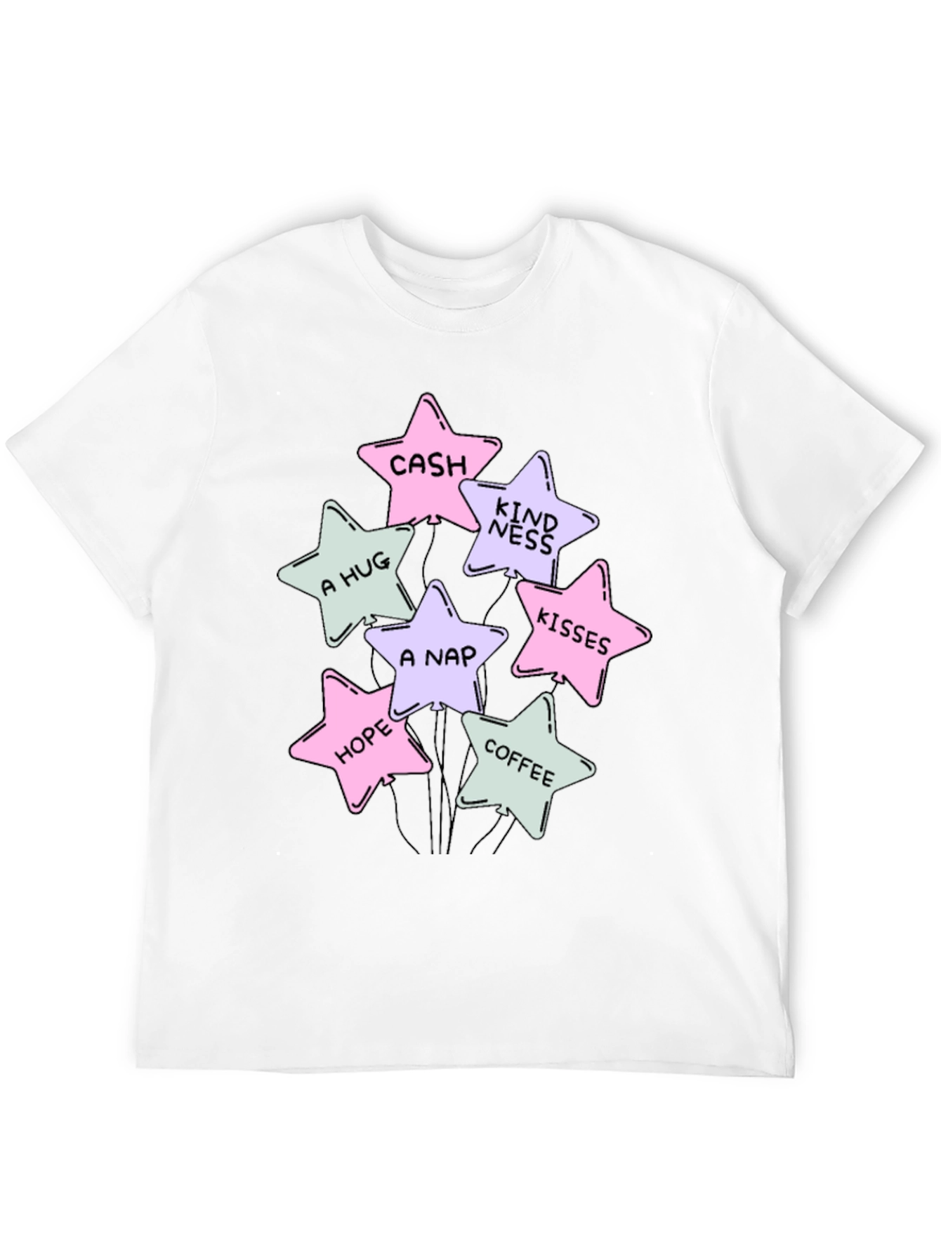 Stars Cash Hugs Nap Hope Coffee Kisses T-Shirt
