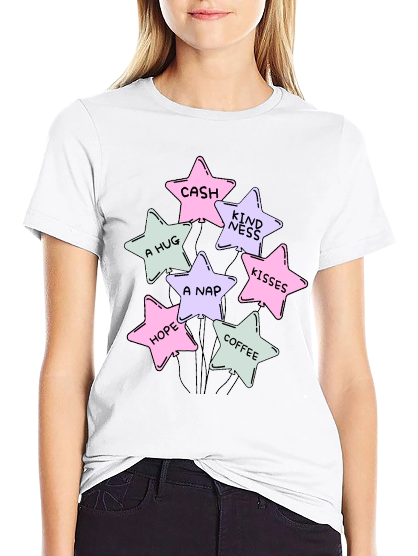 Stars Cash Hugs Nap Hope Coffee Kisses T-Shirt