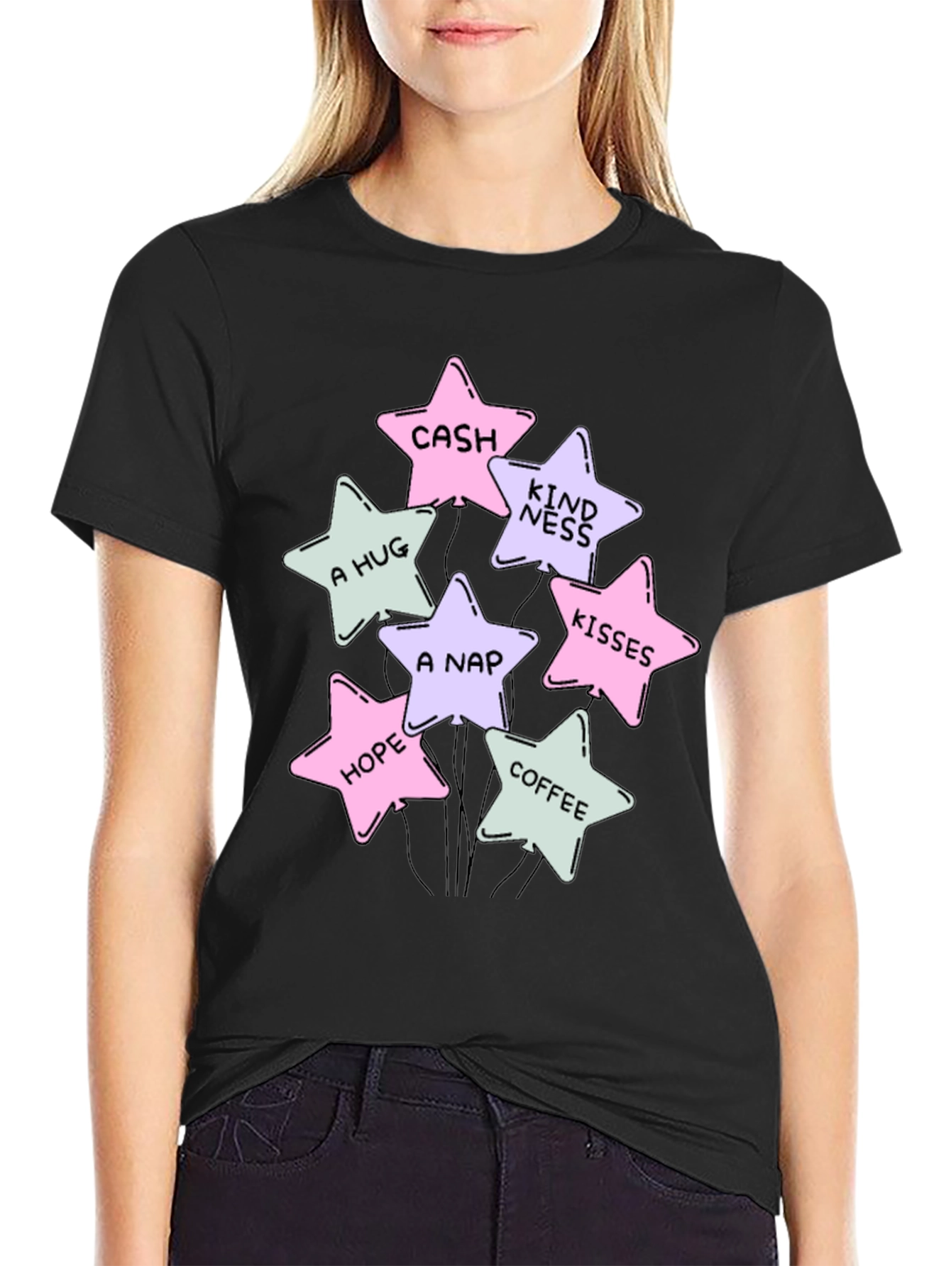 Stars Cash Hugs Nap Hope Coffee Kisses T-Shirt