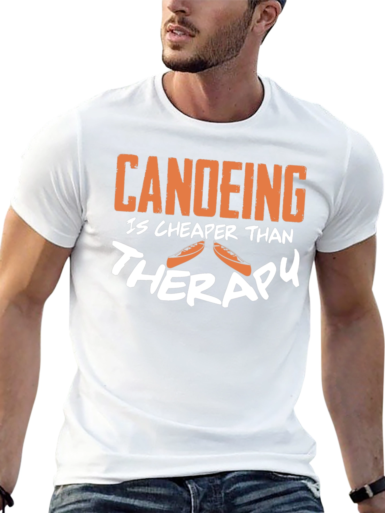 Canoeing is Cheaper Than Therapy Funny T-Shirt