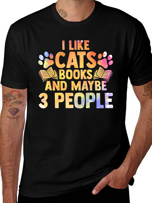 I Like Cats Books & Maybe 3 People Unisex T-Shirt
