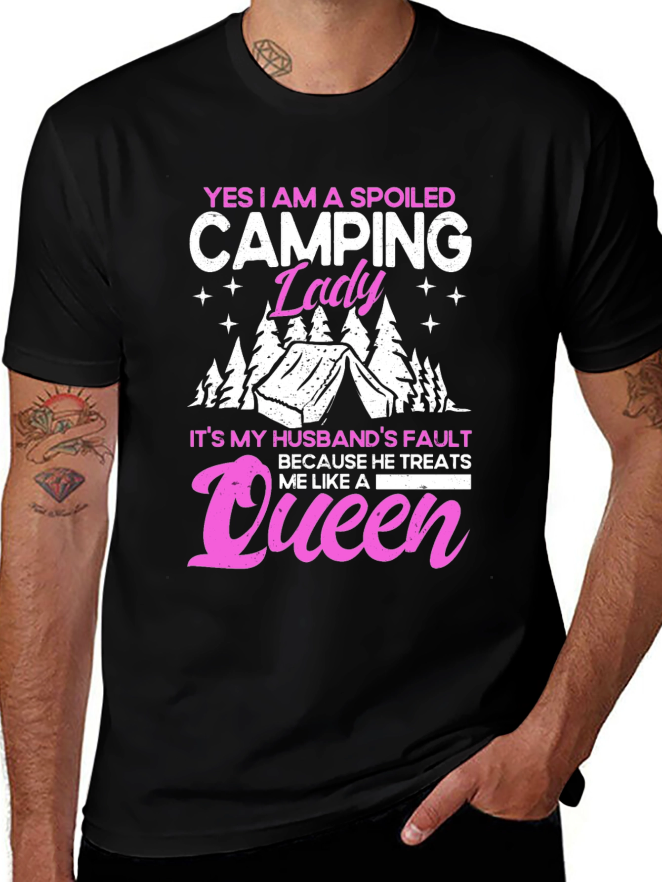 Spoiled Camping Lady T-Shirt - Queen Husband