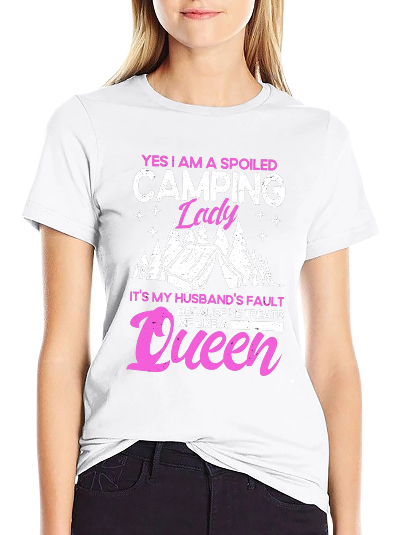 Spoiled Camping Lady T-Shirt - Queen Husband