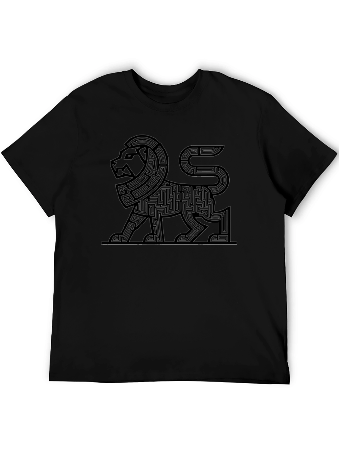 Lion Maze Graphic Tee - Unique Geometric Design