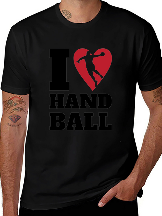 I Love Handball Graphic Tee - Black Cotton T-Shirt