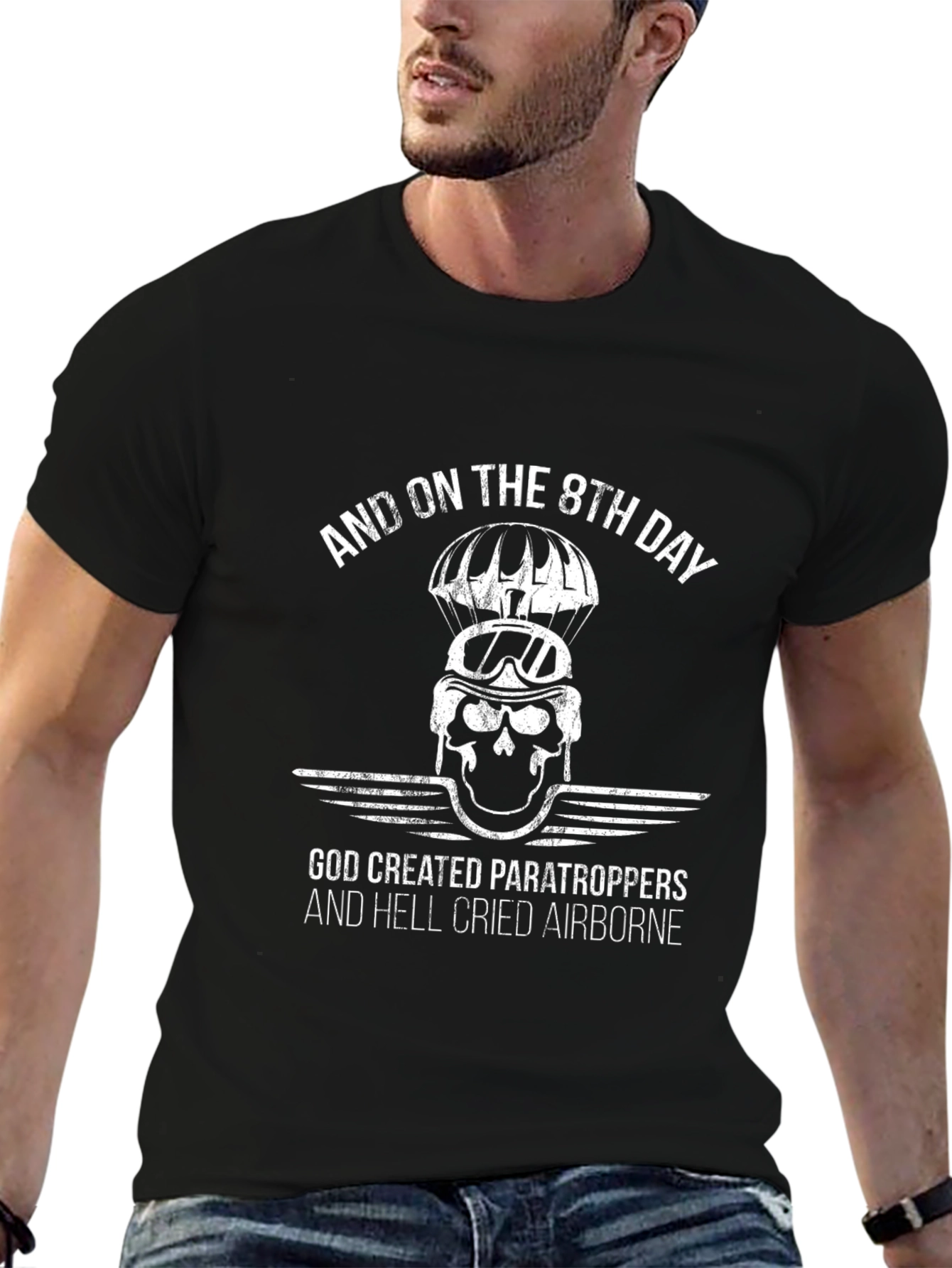 Paratrooper Skull Graphic Tee - Airborne Style