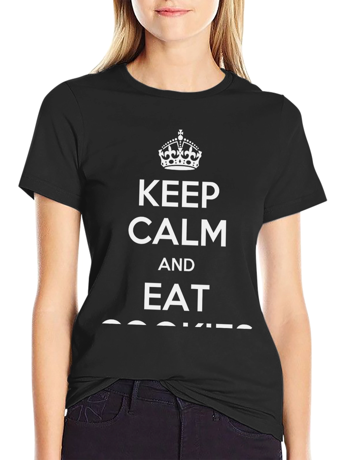 Keep Calm Eat Cookies Black T-Shirt