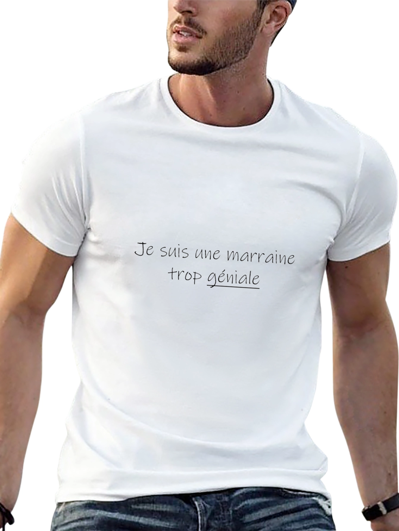 Stylish Black Graphic Tee - Je suis une marraine