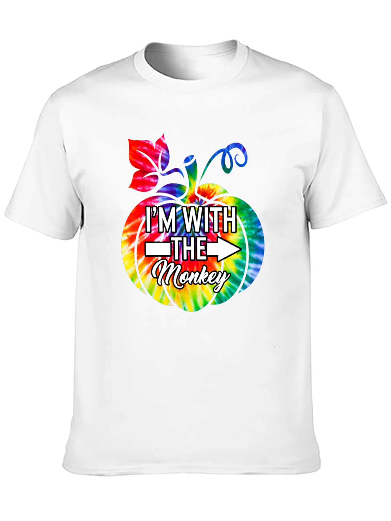 Im With the Monkey Pumpkin Tie Dye Graphic T-Shirt