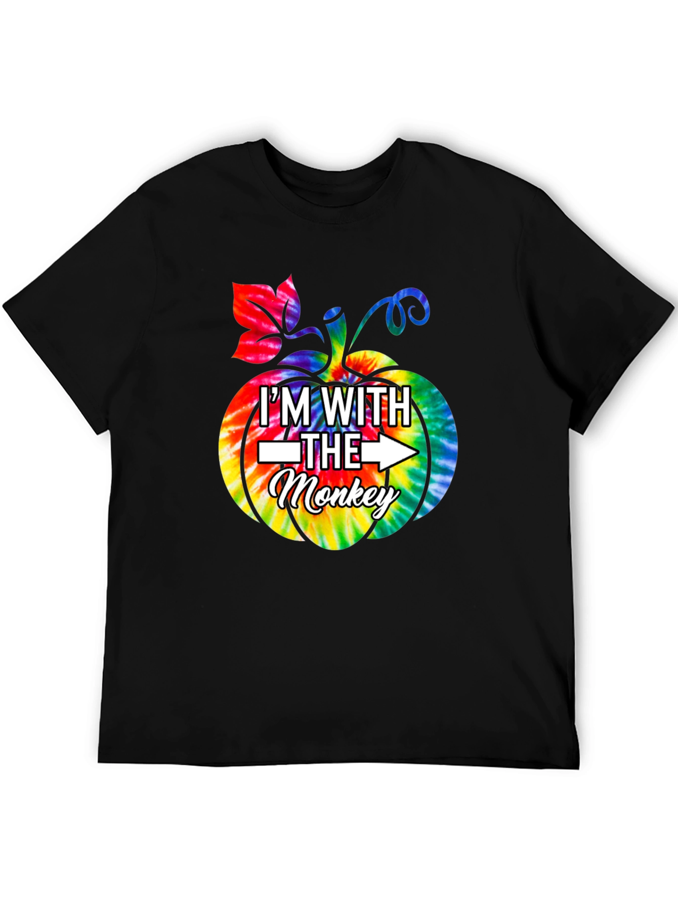 Im With the Monkey Pumpkin Tie Dye Graphic T-Shirt