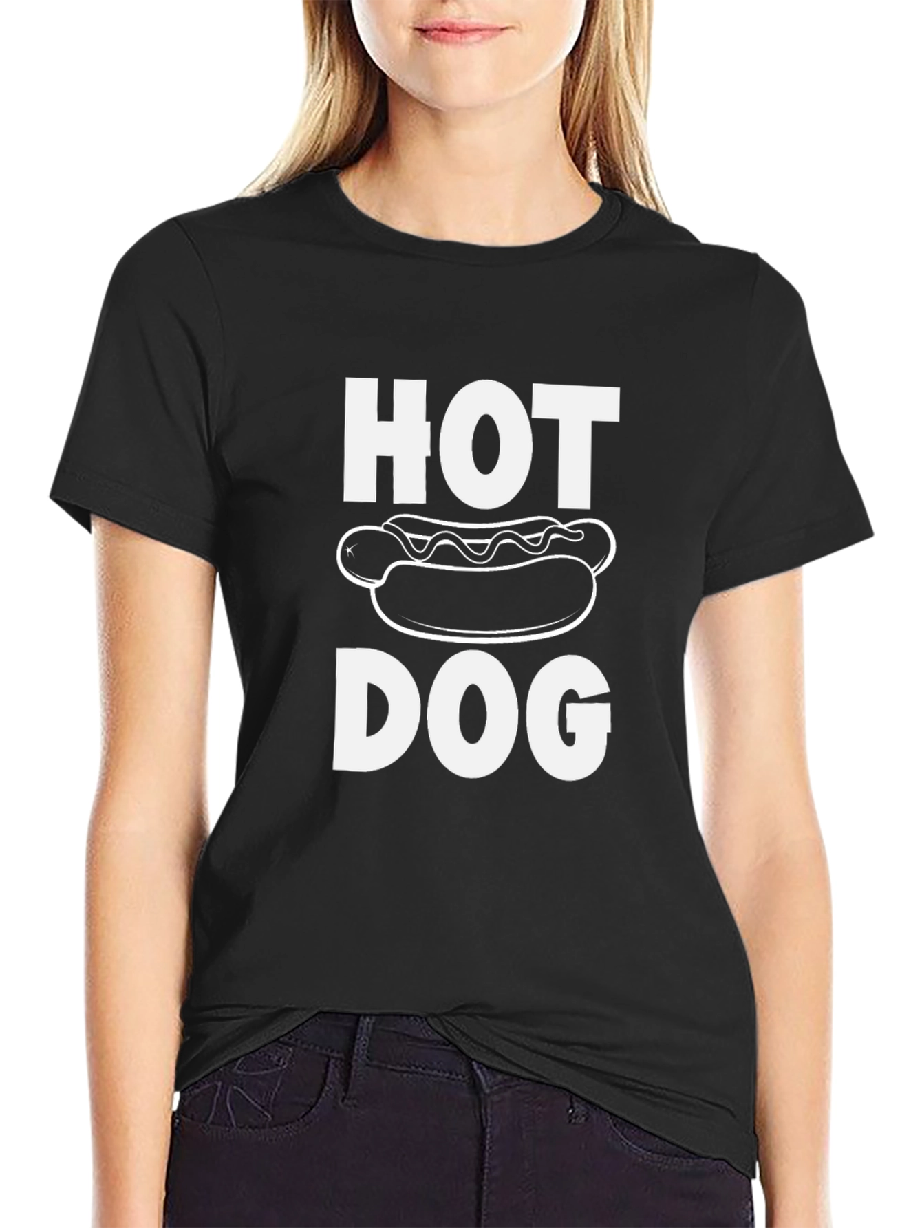 Funny Hot Dog Graphic Tee - Black Cotton T-Shirt