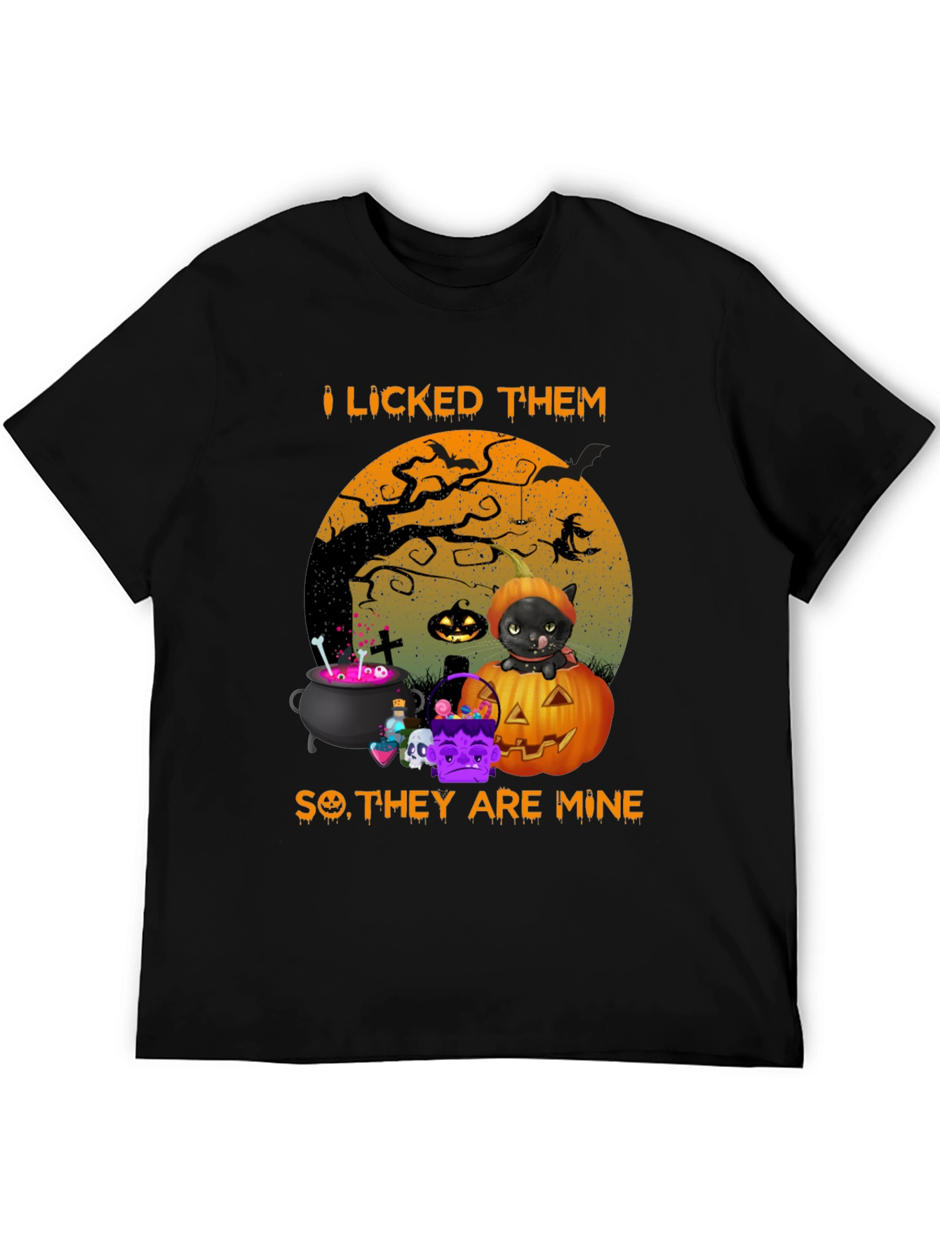 Halloween Black Cat Graphic T-Shirt