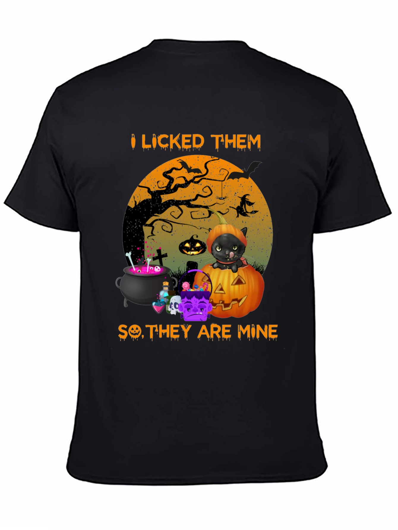 Halloween Black Cat Graphic T-Shirt