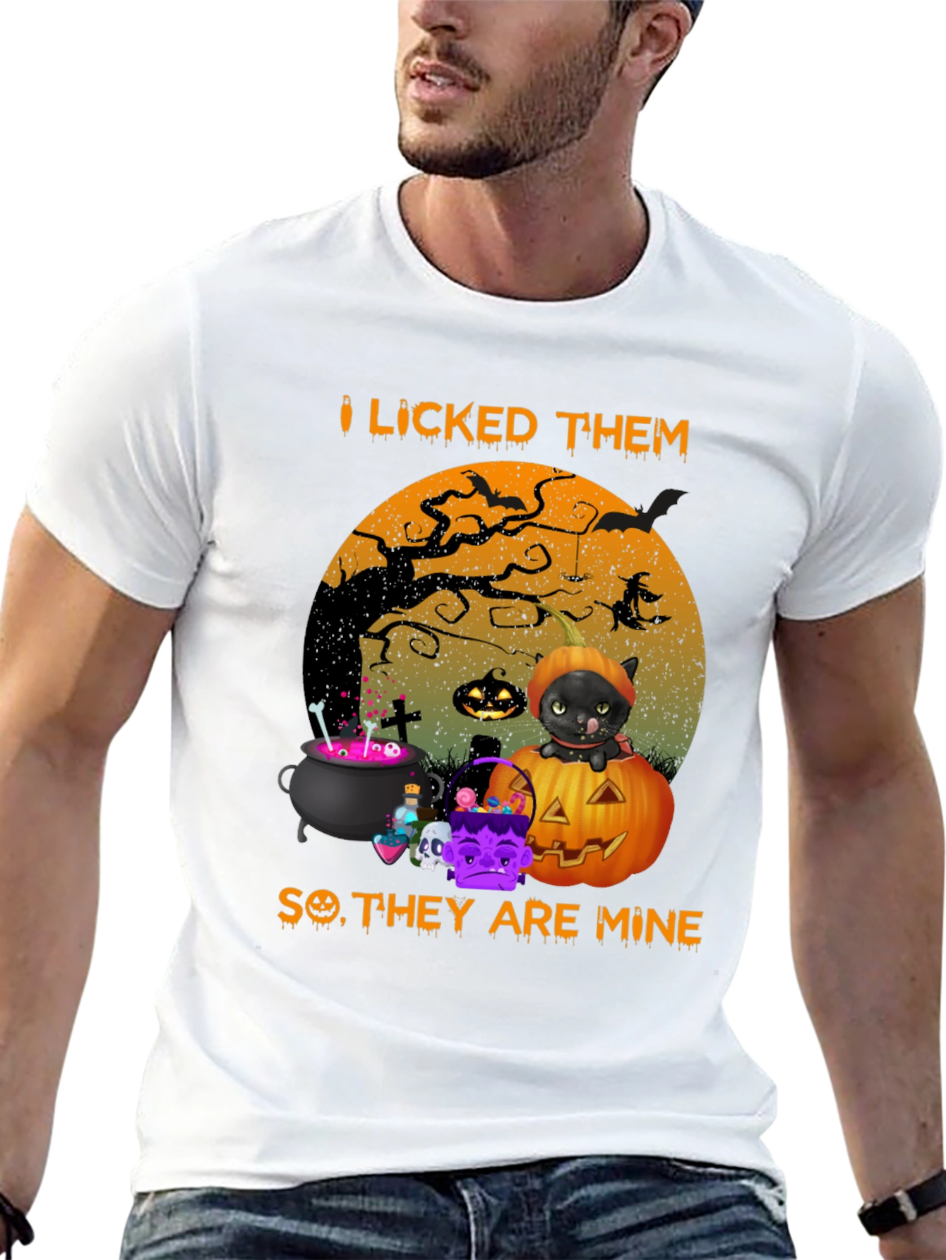 Halloween Black Cat Graphic T-Shirt