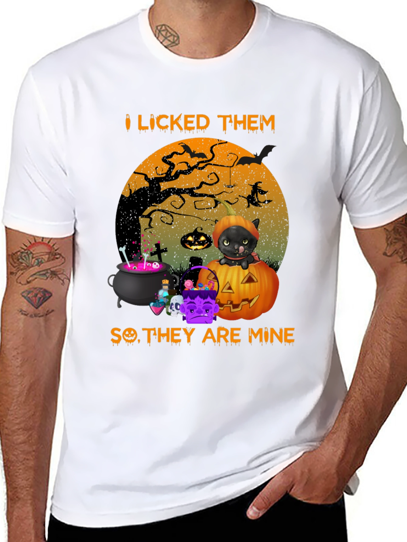 Halloween Black Cat Graphic T-Shirt