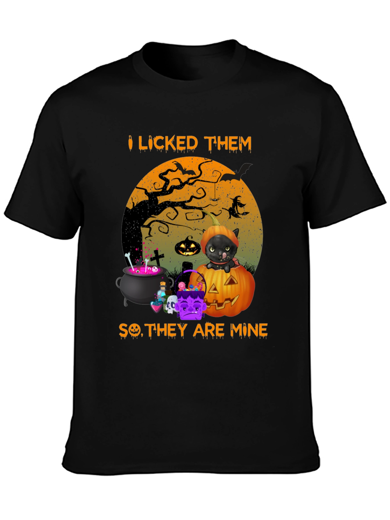 Halloween Black Cat Graphic T-Shirt