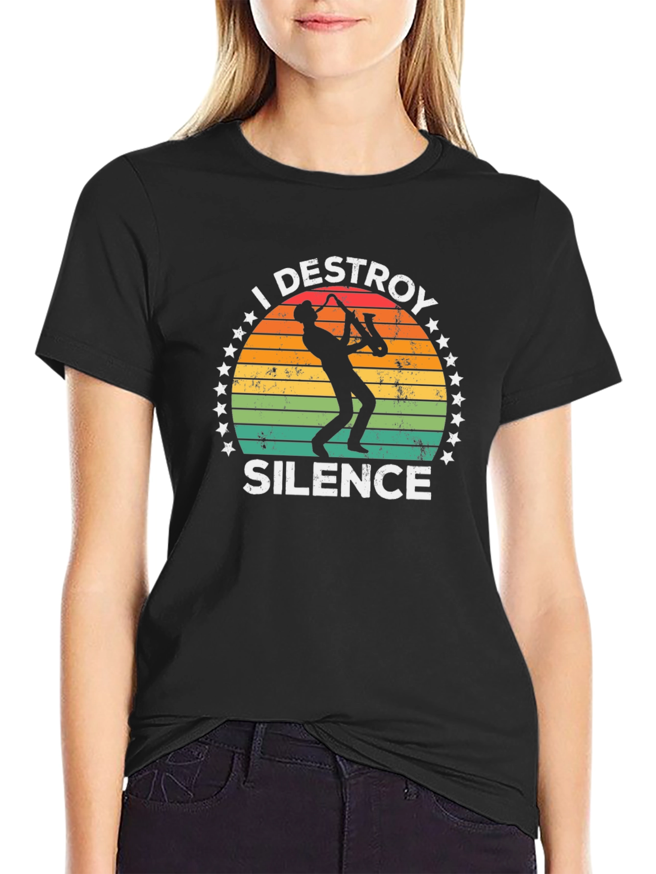I Destroy Silence Saxophone T-Shirt