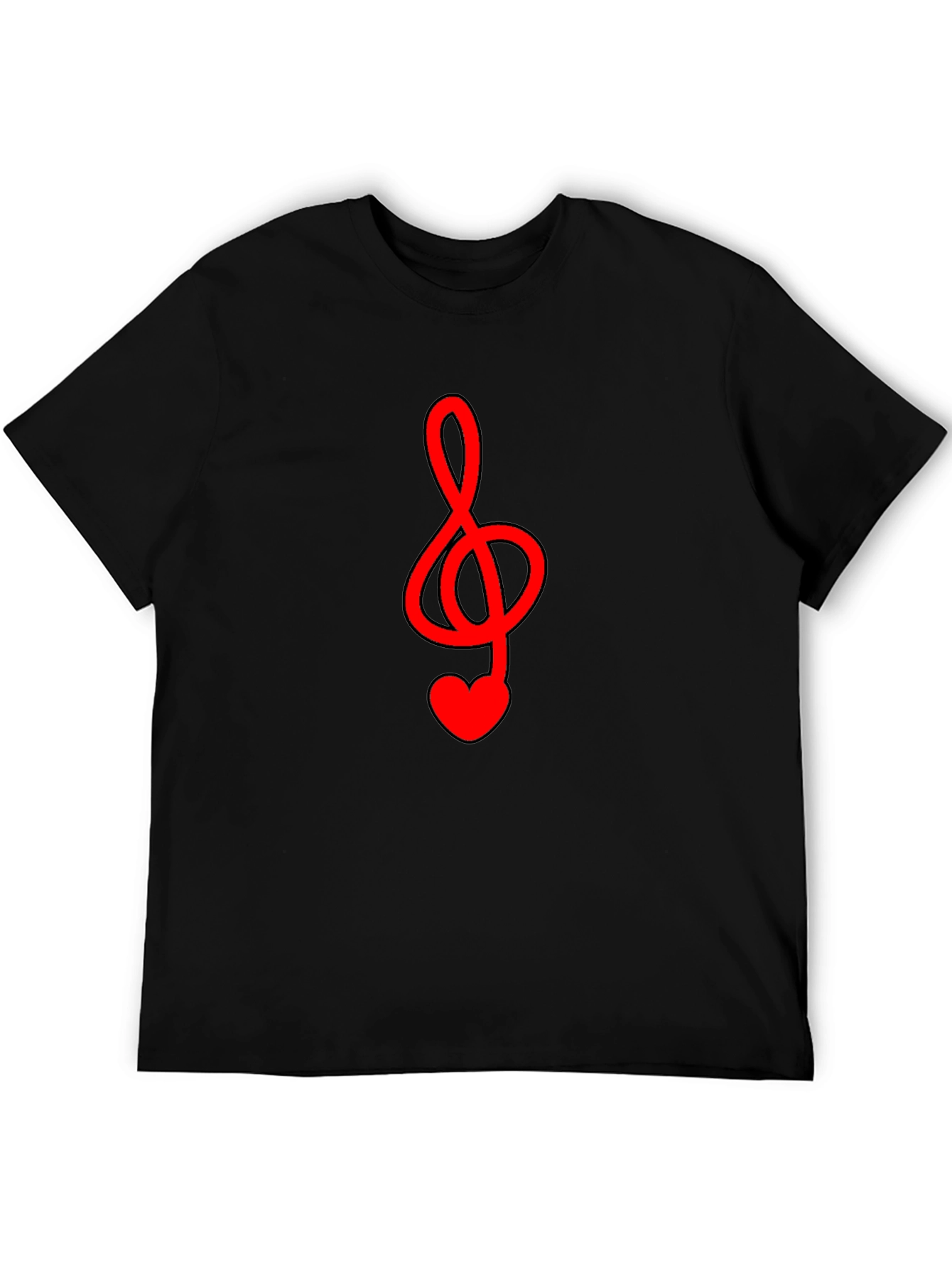 Musical Heart Treble Clef Black T-Shirt