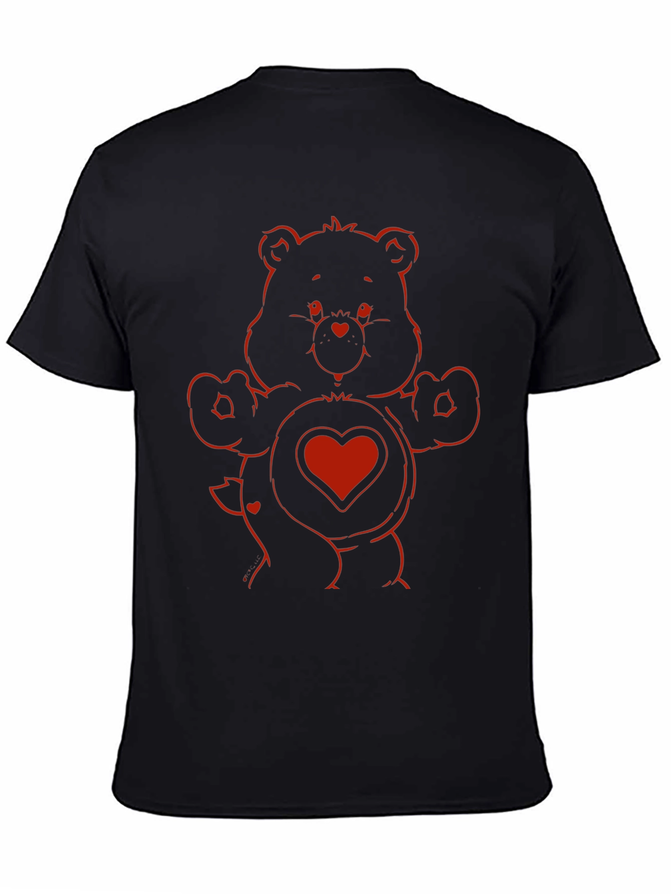 Red Bear Heart Graphic Black T-Shirt