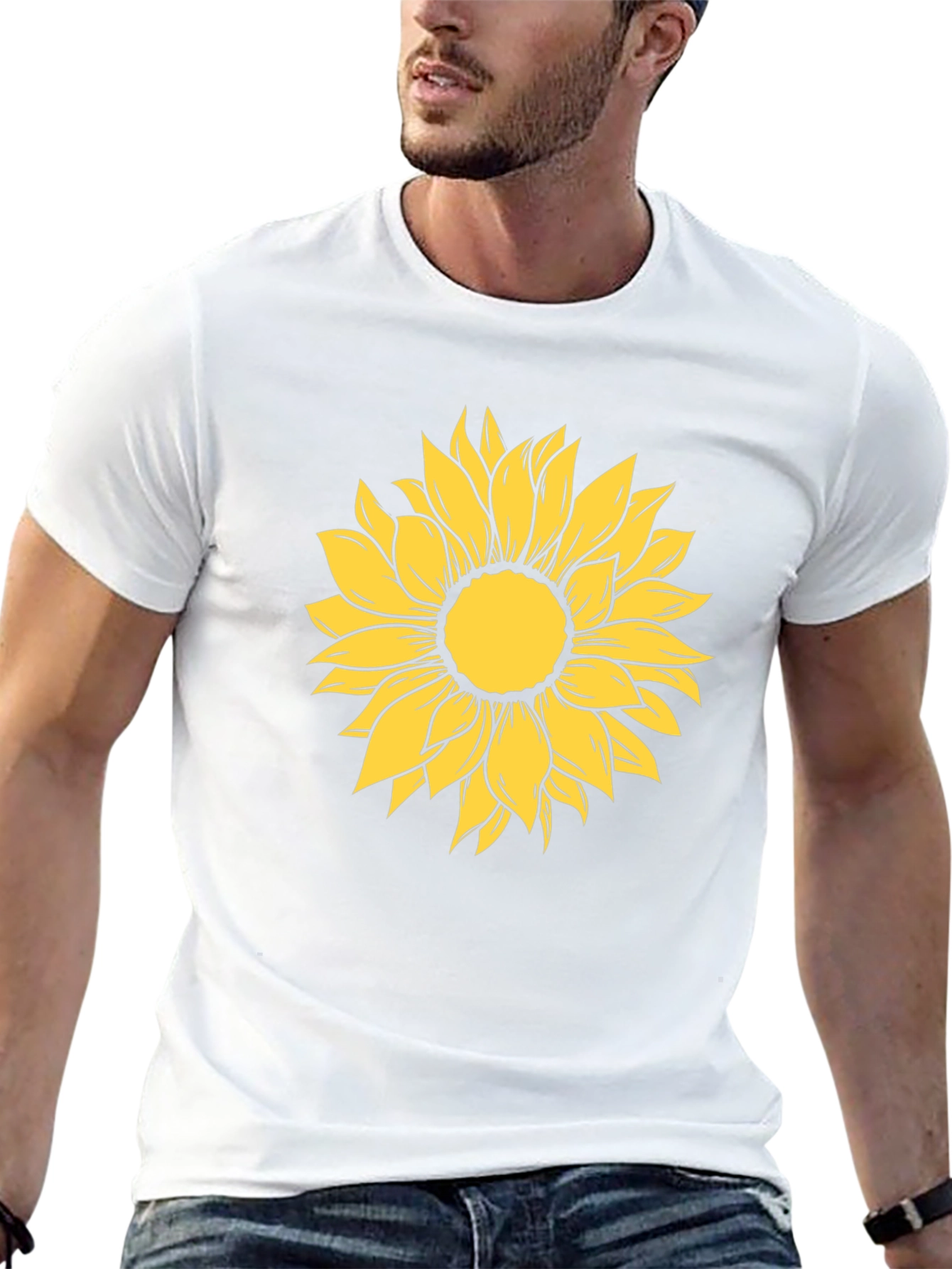 Sunflower Graphic Print Black T-Shirt
