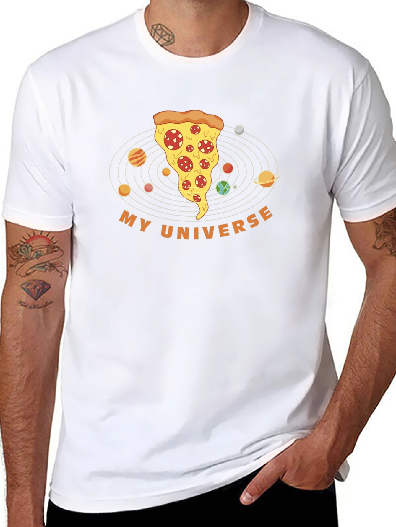Pizza Universe Graphic Tee - Black Cotton Blend