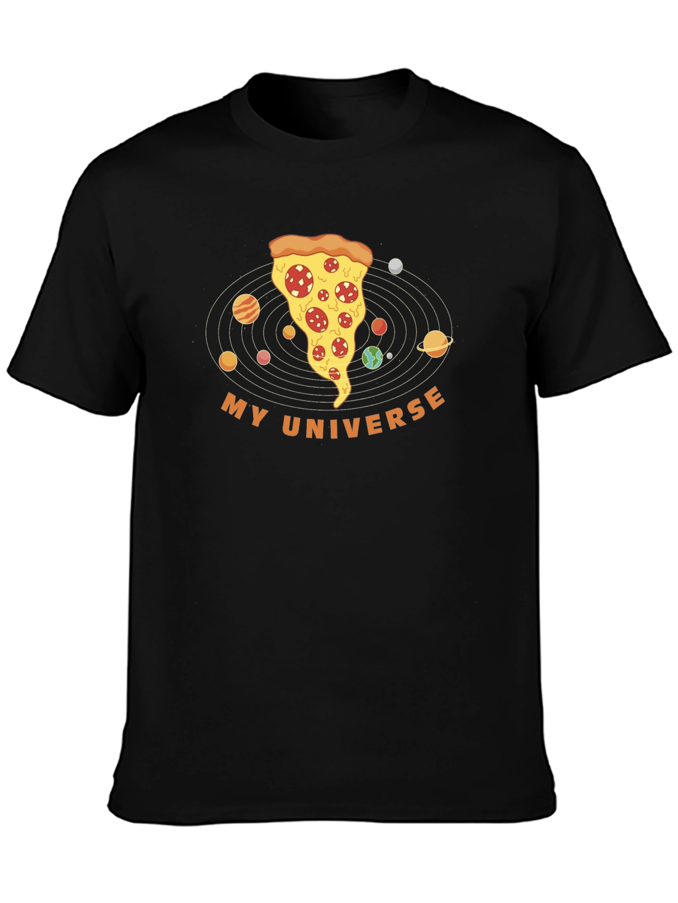 Pizza Universe Graphic Tee - Black Cotton Blend