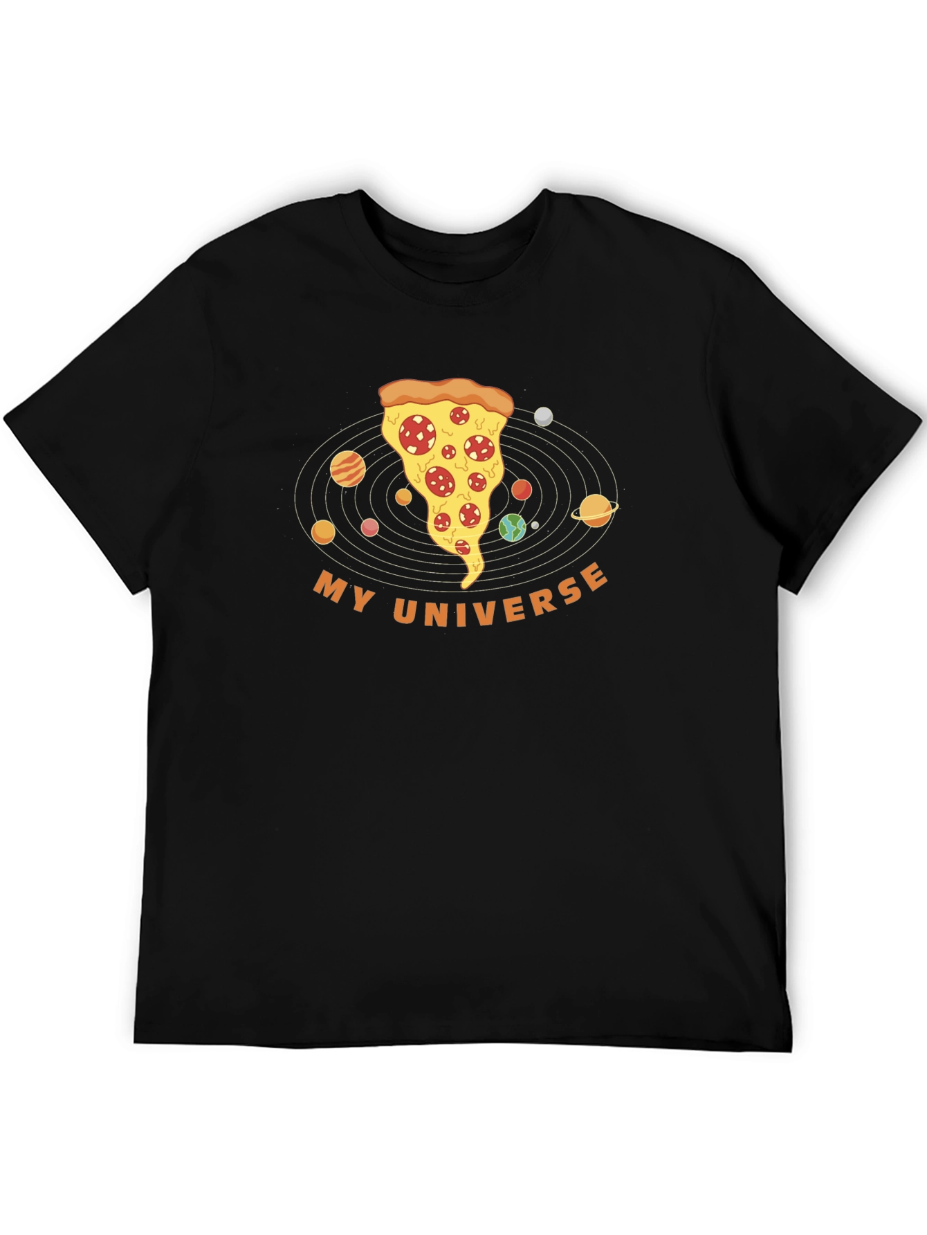 Pizza Universe Graphic Tee - Black Cotton Blend