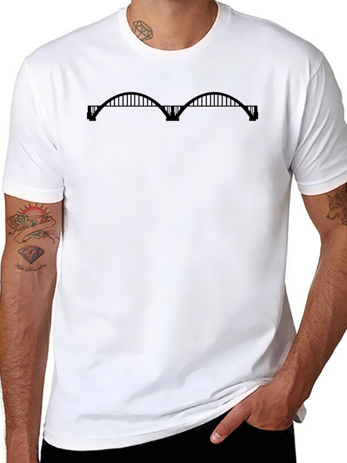 Black Bridge Silhouette Graphic Tee - Soft & Stylish
