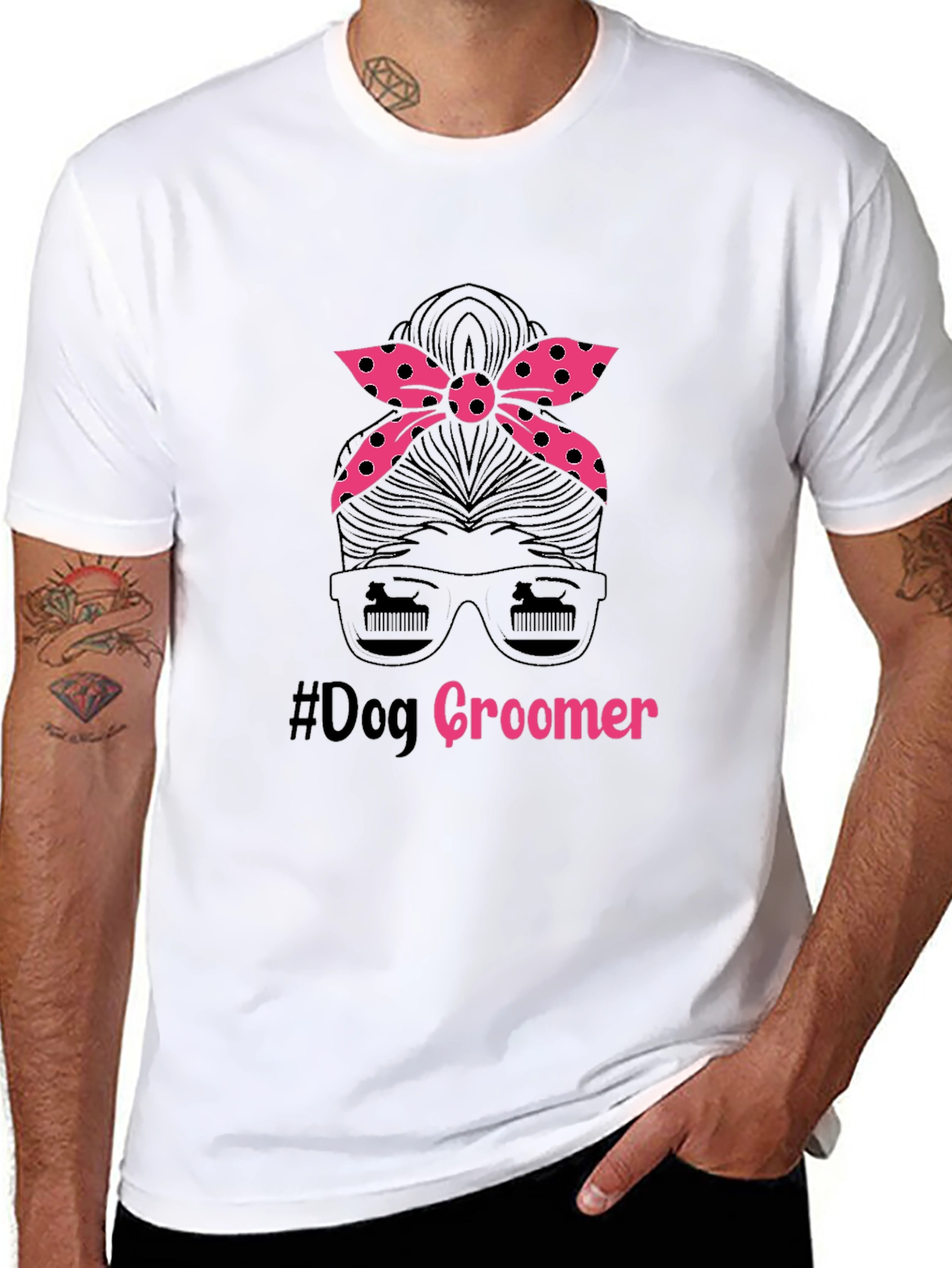 Dog Groomer Messy Bun T-Shirt