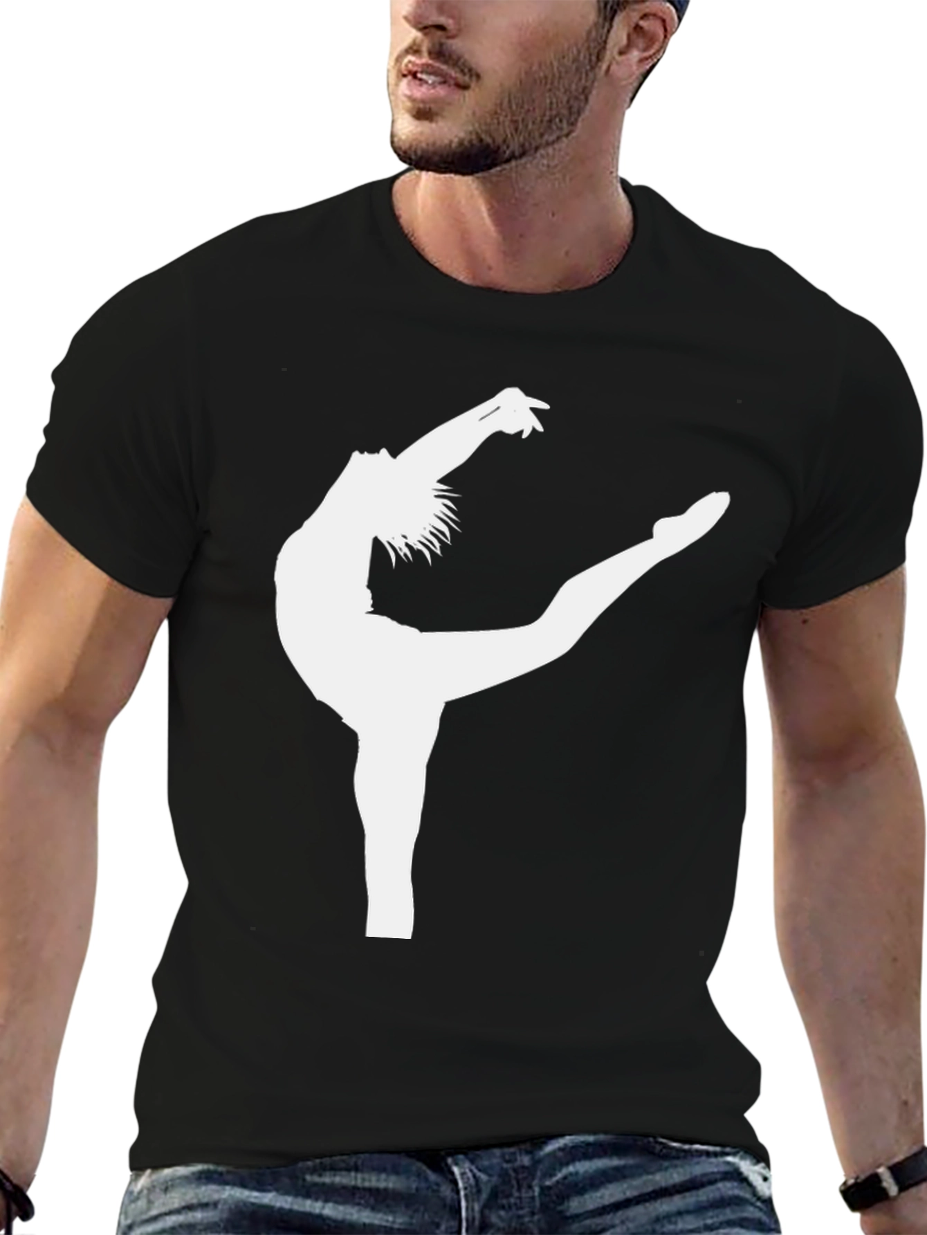 Gymnast Silhouette Graphic Black Tee