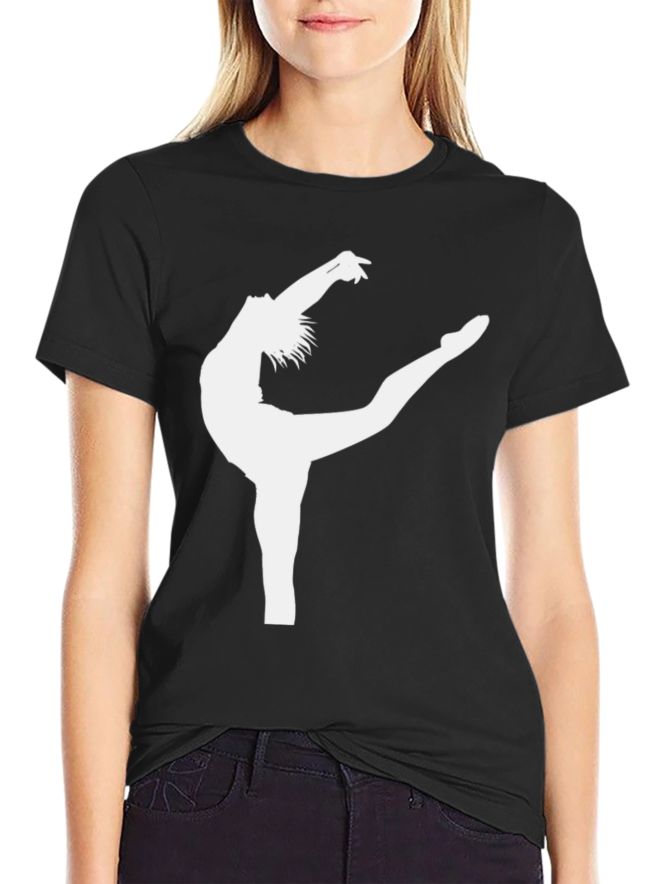 Gymnast Silhouette Graphic Black Tee