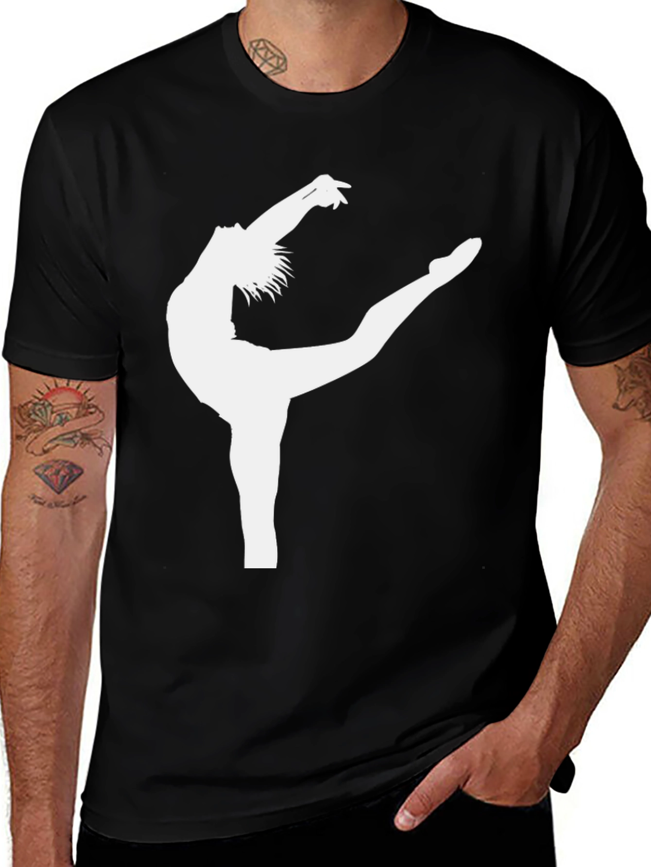 Gymnast Silhouette Graphic Black Tee