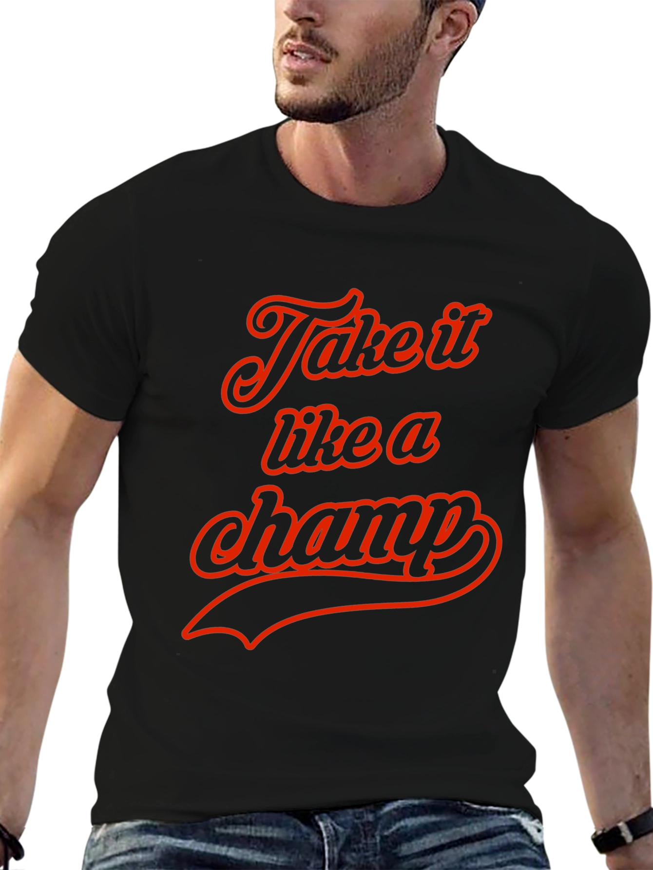 Take it Like a Champ Black Graphic Tee