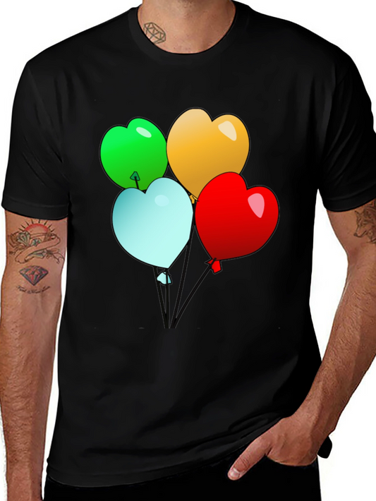 Heart Balloons Graphic Tee - Black Casual Shirt
