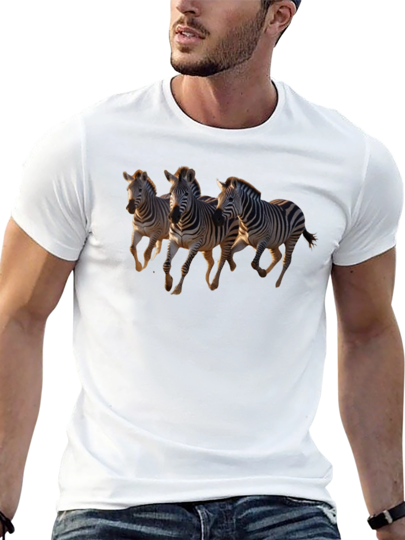 Zebra Graphic Tee - Black Crew Neck
